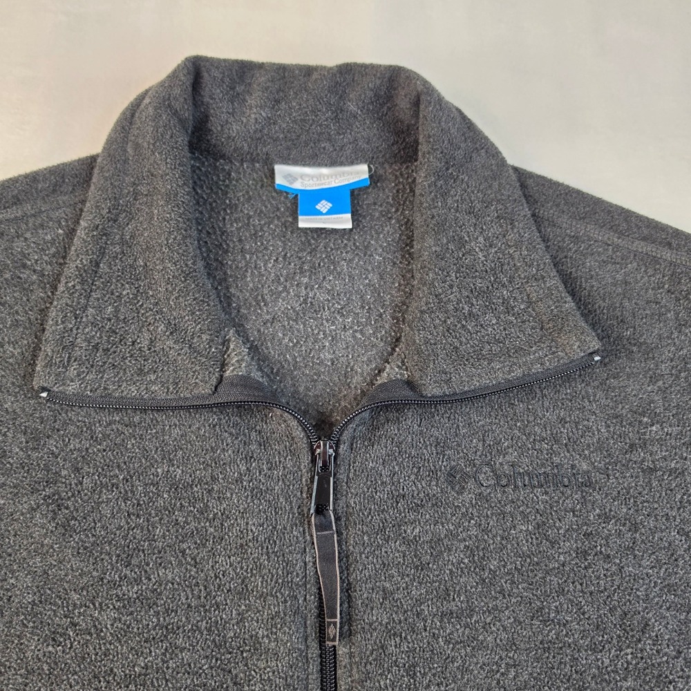 Columbia Steens Mountain Vest Mens Large Charcoal Gray Fleece Full Zip Mock Neck - Picture 2 of 11